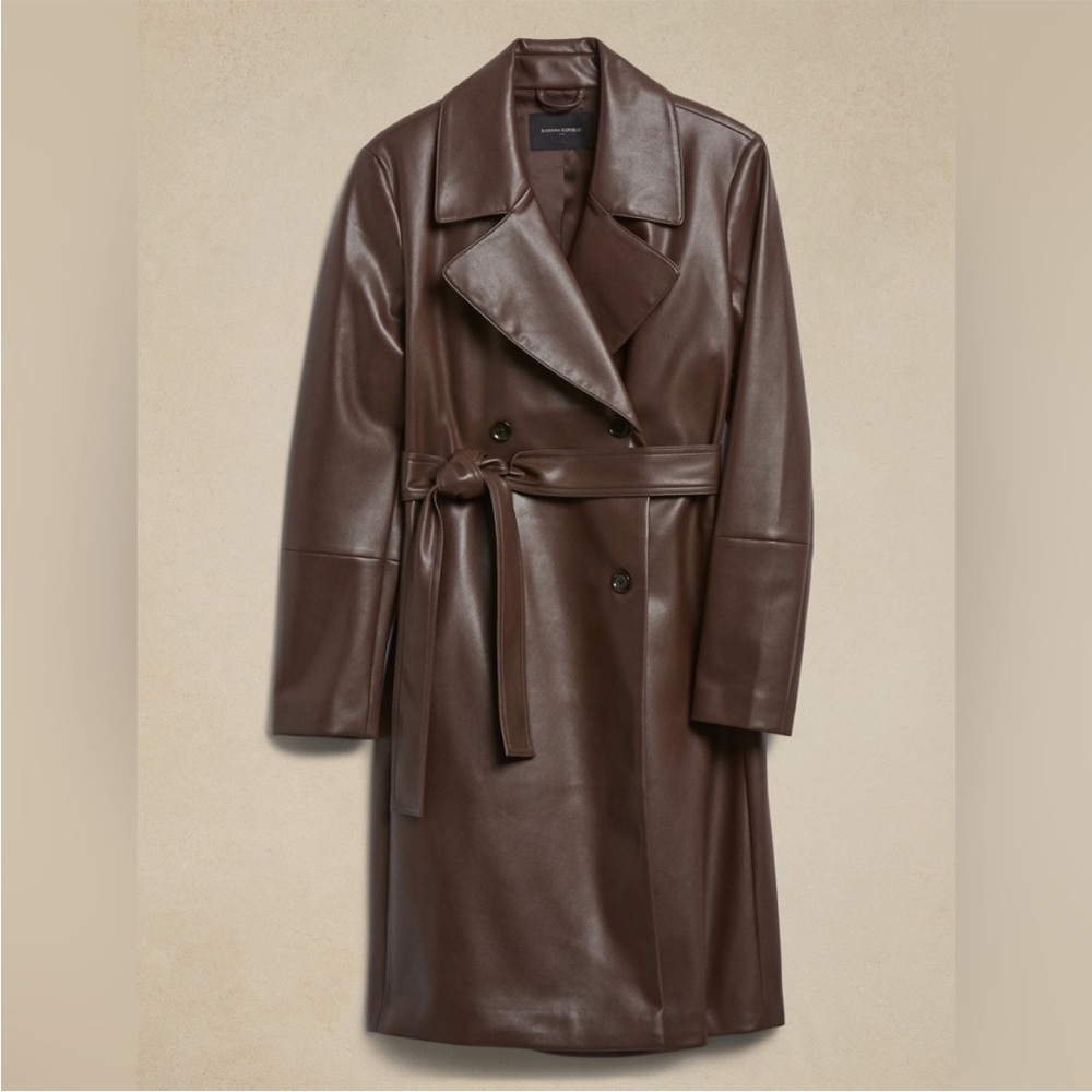 Brown Leather Trench Coat